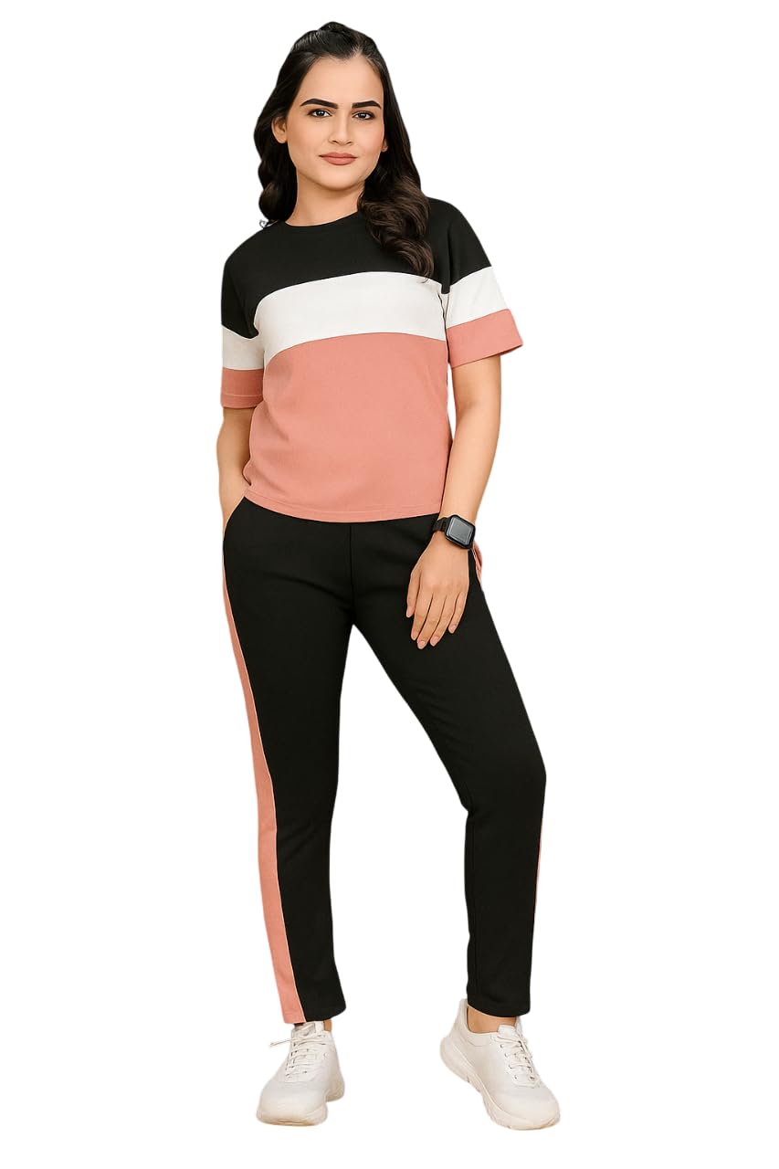 Women's Lycra Tracksuit Set with Round Neck Full Sleeve Straight Length Relagur Fit and Drawstring Closure Pant (multicolor)-image-39