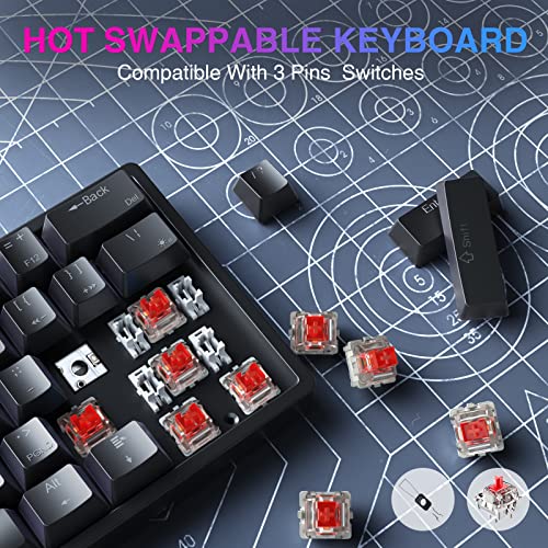 Image of AULA F3261 Mechanical Keyboard Gaming, Gaming Keyboard 60 Percent Keyboard Cable Gaming Keyboard Small, RGB PC Keyboard for Computer /Tablet /PS /Xbox, QWERTY, Red Switches - Black