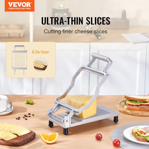 VEVOR Cheese Slicer, Butter Cutter with 0.2" Ultra-Thin Cheeser Butter Cutting Blade, Detachable Cheese Slicer Wire, Aluminum Alloy Commercial Cheese Cutter with 316 Stainless Steel Knife Wire by VEVOR - Image 2