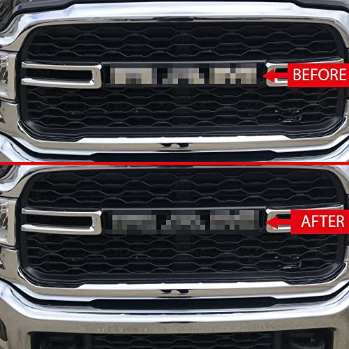 Image of IPG Compatible with 2019-2021 1500 (Tradesman, Bighorn, Laramie, Limited, Rebel) Grille Overlay Stickers Do it Yourself Stickers Set Personalize Your Vehicle (Black Glitter)