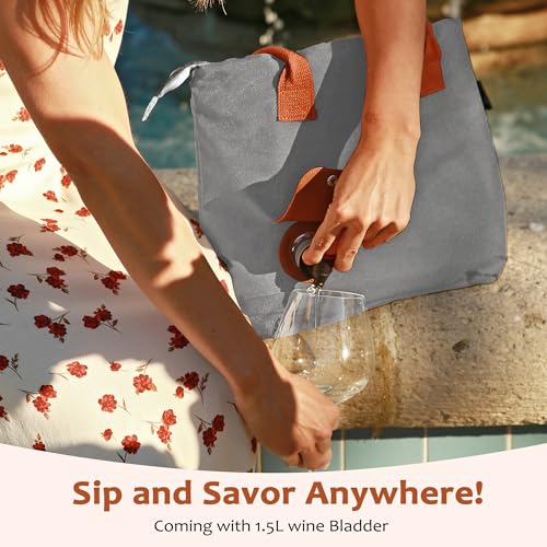 image for Tirrinia Wine Purse Beach Bag with Hidden Dispenser, Insulated Large W