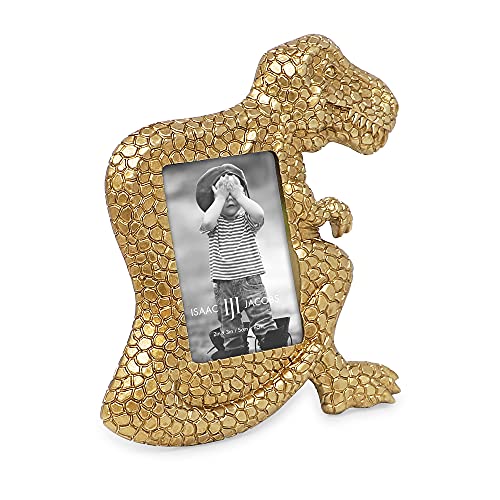 Image of Isaac Jacobs 2" x 3" Resin Dinosaur Picture Frame - (T-Rex, Gold)