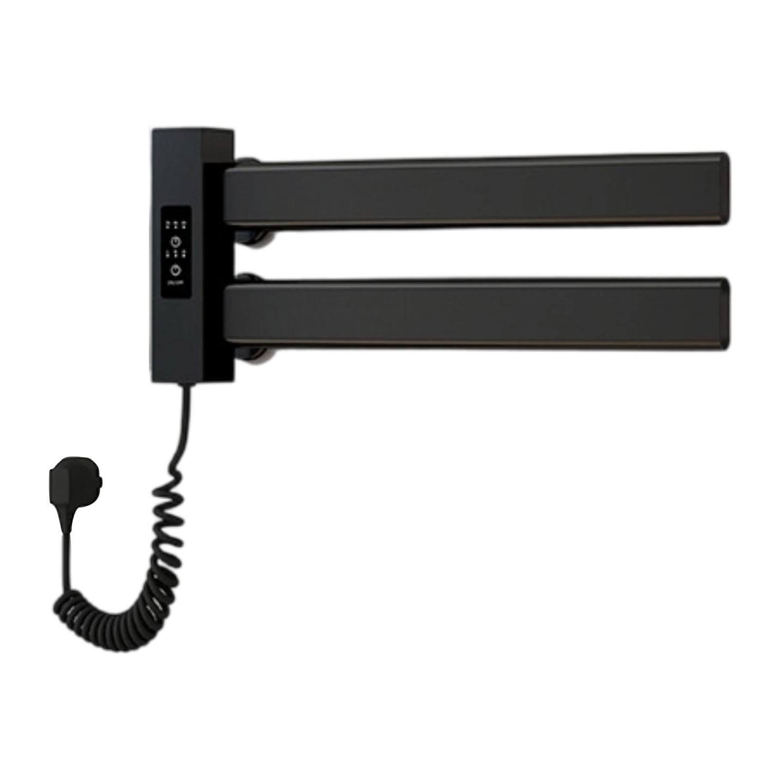 Scaldasalviette Elettrico Supporto Salviette Elettrico Doppia Barra Asciugatura Rapida Impermeabile Alluminio Adatto per Bagno Doccia Spa, Nero