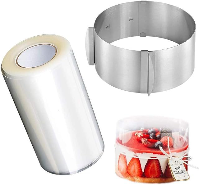 Yontree Cake Ring Adjustable Cake Baking Ring Stainless Steel with Cake Collar, Mousse Ring for Cooking Crumpets Eggs Pastry Desserts