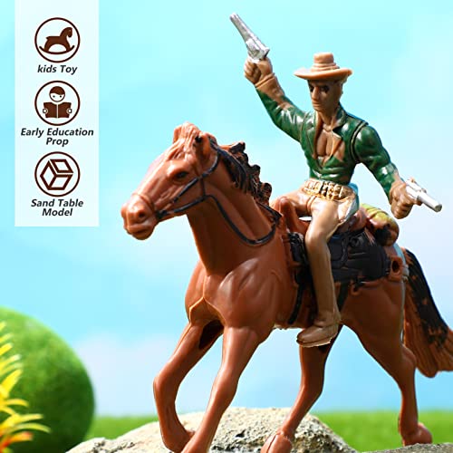 Safigle Farm Animals Toys For Kids 3-5, 4Pcs Farm World Western Riding Cowboy Horse Toys, Plastic Cowboy Action Figure For Home Office Table Decor, For Kids #TOP3