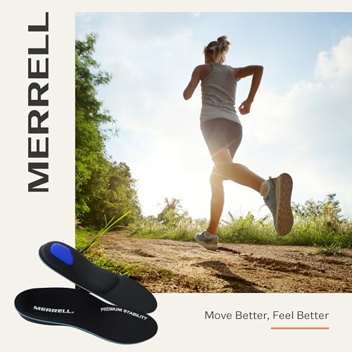 Image of MERRELL Premium Stability Shoe Insoles for Men - Premium Orthotic Arch Support Insoles with Rigid Cork Layer, Deep Heel Cup, Odor Control, Work Boot, Foot Pain, Standing /For Medium to High Arch Height