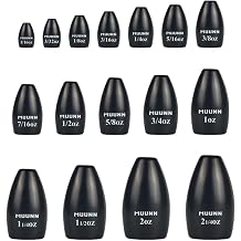 5Pcs Tungsten Bullet Fishing Weights, 16 Sizes Insert-Free Tungsten Flipping Sinkers for Bass Fishing, 1/16oz - 2.25oz