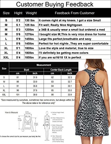 Avidlove Womens Nightgown Summer Full Slip Sleep Dress Soft Nightshirt Chemise Knit Sleepwear(Gray Leopard, Small) #TOP5