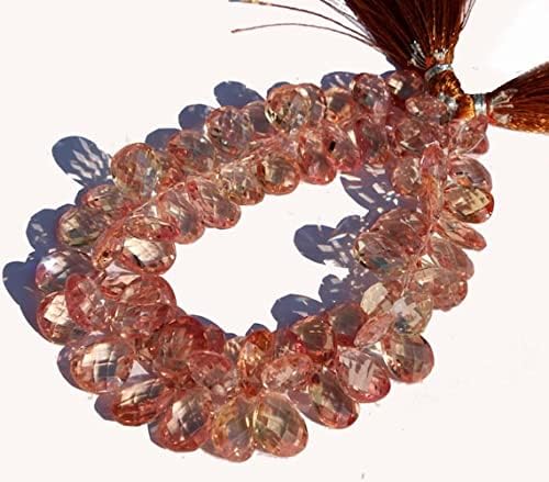 Gemstone briolette quartz corindon pamplemousse taille poire facettée - 5