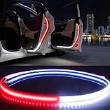 CoCsmart Car Door LED Warning Light, 2 Pcs 48 Inch Flexible Dual Color Strip Light White & Red Sequential Switchback, Safety Light, Strobe Lights for Anti Rear-end Collision