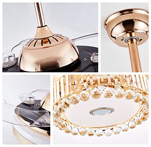 Fandian 42” Modern Ceiling Fan With Lights Remote, Smart Bluetooth Fandelier Crystal Chandelier Fan With Speaker, Rgb Dimmable Lighting, Reverse 6-Speeds Fan For Bedroom #TOP6