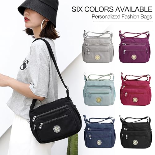 Gelory Lässige Umhängetasche mit mehreren Taschen für Damen, wasserdicht, Nylon, verstellbarer Riemen, Umhängetaschen und Handtaschen, blau, Einheitsgröße