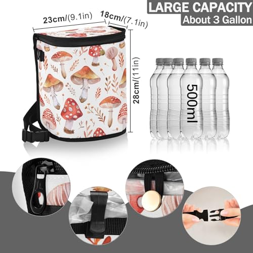Image of Car Trash Can Mushroom Leaves Car Garbage Bag with Lid Hanging Waterproof Leak Proof Vehicle Storage Bin