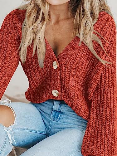 Image of PRETTYGARDEN Women's Chunky Knit Open Front Sweater Long Sleeve Button Loose Short Cardigan Outerwear Coats