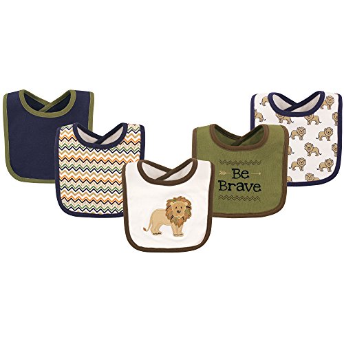 Image of Hudson Baby Unisex Baby Cotton Bibs, Lion, One Size