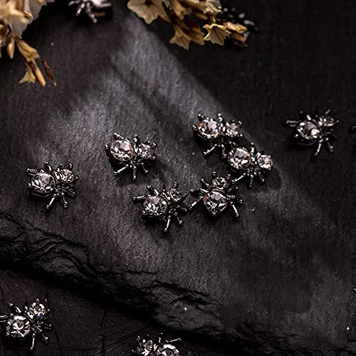 10 Pcs/Lot Glitter Gold Spider 3D Nail Charms Jewelry Diy Pearl Alloy Nail Art Decorations Nails Tools Halloween Spider 3D Alloy Metal Manicure Accessories Nail Charms Rhinestone Decorations (A) #TOP3