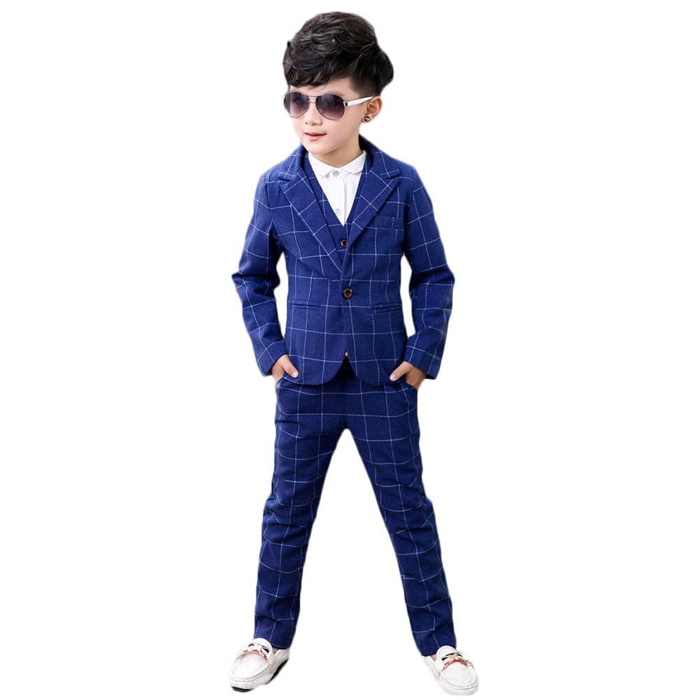 Jungen Festlichen Anzug Set Plaid Kinder Blazer & Hosen Outfit, Freizeitkleidung Oder Hochzeitskleid 3 teiliges/4 teiliges Gentleman Jacke + (Langarm Hemd) + Weste + Hosen