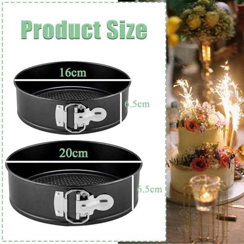 Cake Tins for Baking, 2 Round Non-Stick Cake Pan (6 & 8 inches) Springform with Removable Bottoms, Metal Handles, Non-Stick Coating, Loose Base Baking Pan Tray, Perfect for Cakes and Cheesecake - Image 3