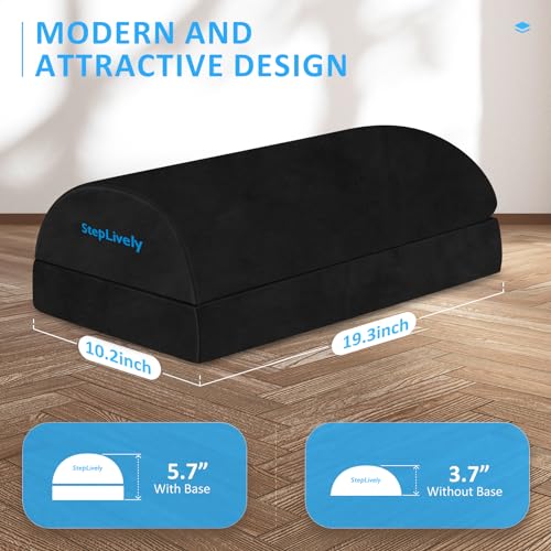 Image of StepLively Foot Rest for Under Desk at Work, Comfortable Foot Stool with 2 Adjustable Heights, Footrest with Washable Cover, for Back & Hip Pain Relief, Suitable for Office, Home, Car, Black, X-Large