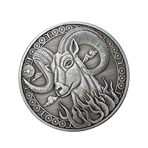 PRETYZOOM Sternbild Münze Widder Münze Geschenk Vintage-Stil Horoskop Münze Geburtstag Zeichen Glück Andenken Münze Stereoskopische Metallmünze Handwerk (Widder)