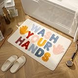 DBJOY Kids Bath Rugs Microfiber Bathroom Non-Slip Mat Washable Cute Bath Mat for Kids Modern Absorbent Funny Letters (Wash Hands, 20'x32')