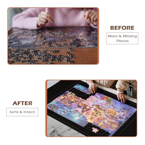 Lavievert Puzzle Mat Roll Up para Rompecabezas de 1500 Piezas con Diseño de Líneas Auxiliares, Tablero Portátil para Adultos, Antideslizante miniatura 4
