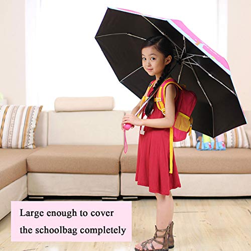 Alovetree Kids Folding Umbrella Automatic Open Cartoon Travel Umbrella Compact Windproof For Girls Boys #TOP5