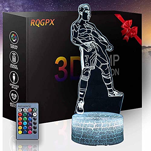 Luces 3D ilusión fútbol fútbol fans H luz nocturna para niños lámpara de...
