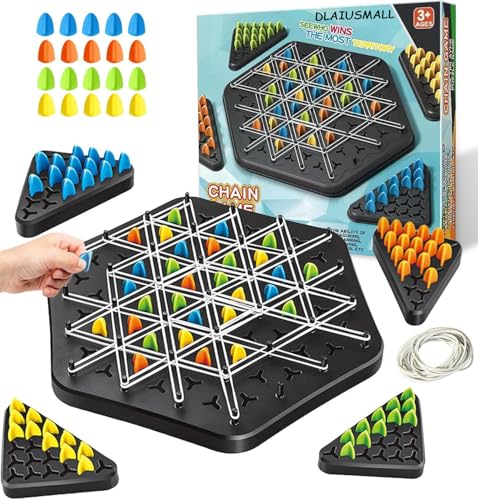 Chess Game,2 to 4 Players Chain ChessDesktop Puzzle Interactive Game forKids,Rubber Band Board Game for Family Funand Strategy Play