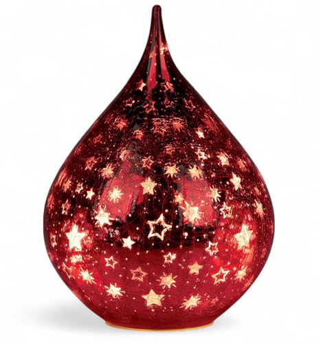 formano LED Deko Farbglas Tropfen Sterne Rot 21 cm Glasleuchte in...