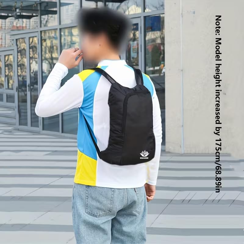 Mochila plegable al aire libre ligera portátil negra miniatura 4