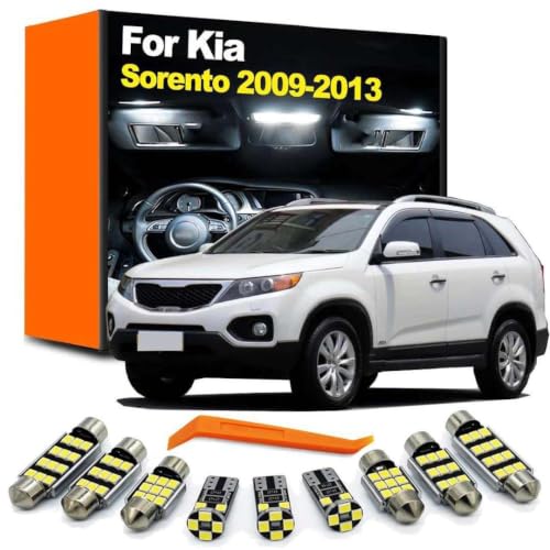 Iluminación LED interior para Kia Sorento MK2 2009-2013, bombillas de techo y maletero