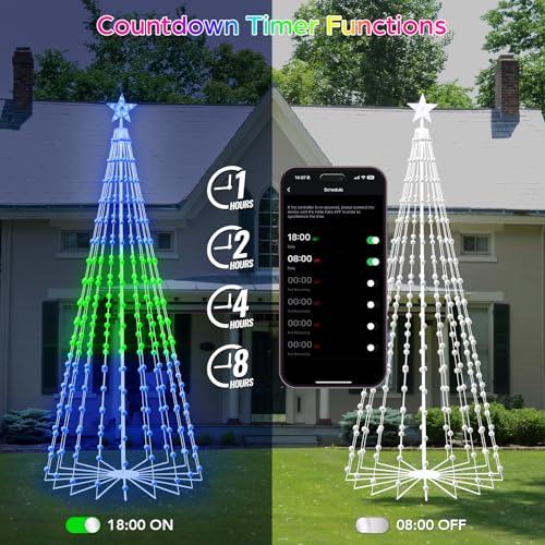 9FT RGB Color Changing Smart Christmas Cone Tree Lights with Ball Ornaments by FANCILLUMA - Used condition - Image 5