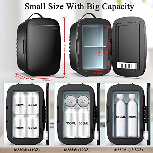 Nxone Mini Fridge,4 Liter/6 Can Ac/Dc Small Refrigerator,Portable Thermometric Cooler And Warmer Freezer Skincare Fridge For Foods,Beverage,Medications, Home,Bedroom,Dorm,Office And Car #TOP1