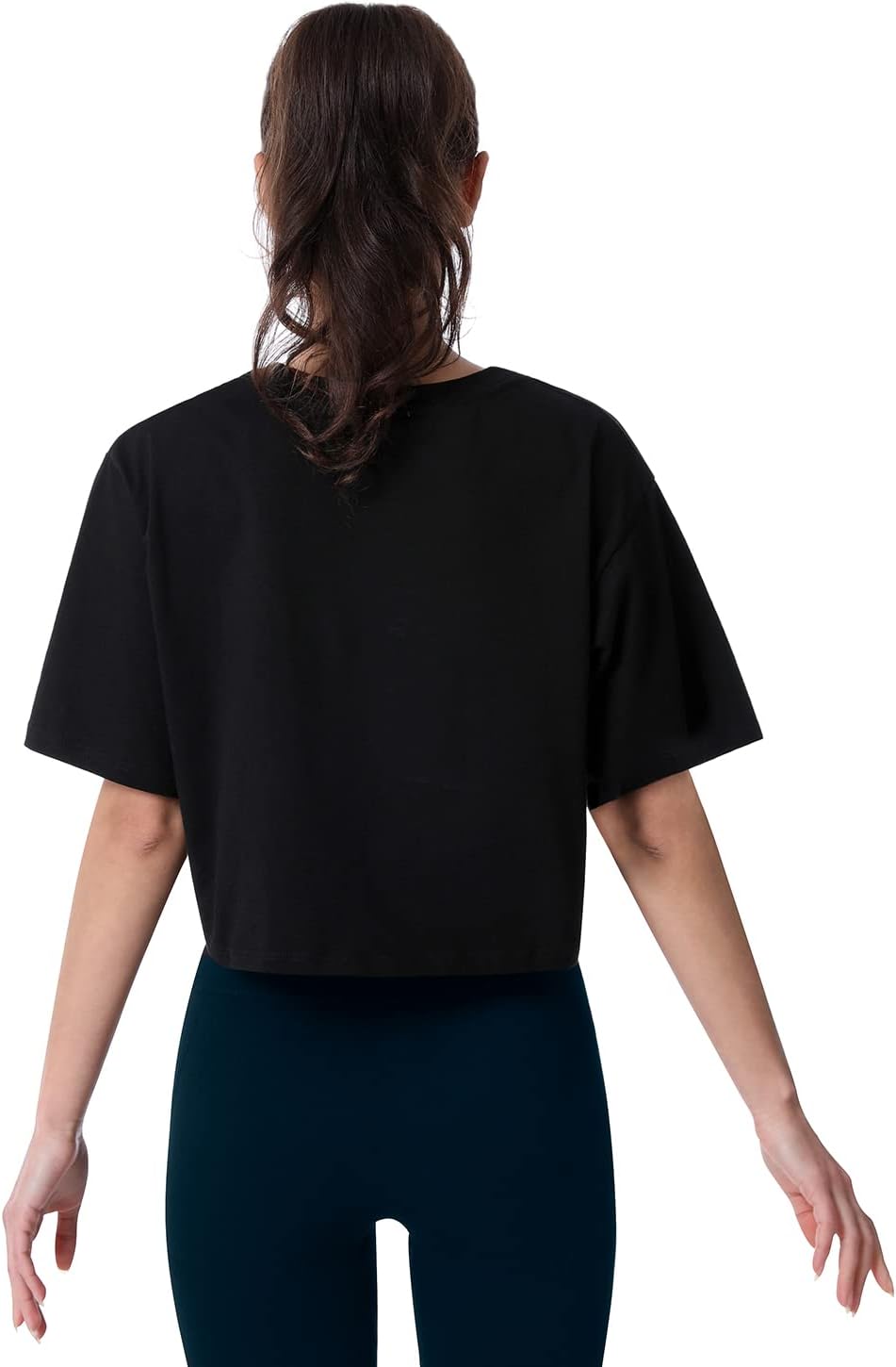 Cosy Pyro 4-Pack Women's Cotton Crop T-Shirts Short Sleeve Solid Cropped Athletic Top Round Neck Casual Workout Yoga Tees - Image 4