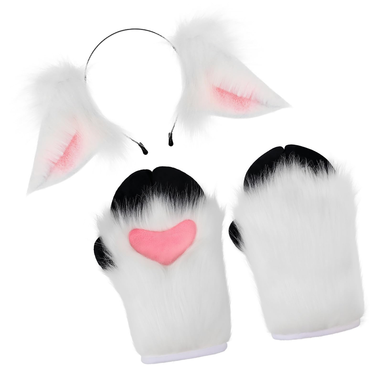Disfraz de animal de Halloween, diadema de orejas de animales, guante de peluche, accesorio para disfraz de oveja, accesorio para niñas, Halloween, cosplay, diadema con orejas de oveja