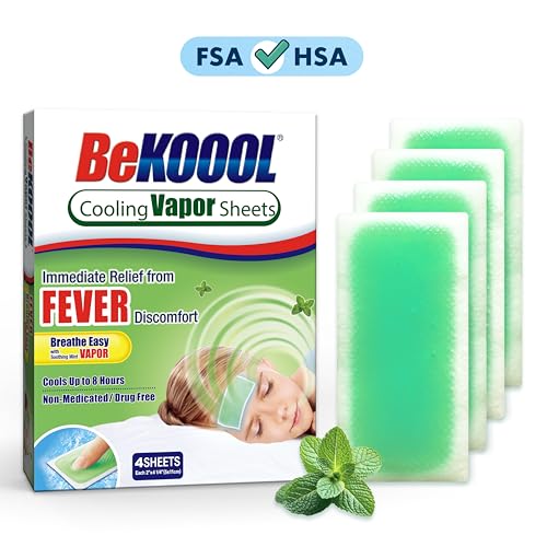 Image of BeKoool Kids Fever Non-Medicated Cooling Mint Vapor Sheets | 4 Count (Pack of 4)