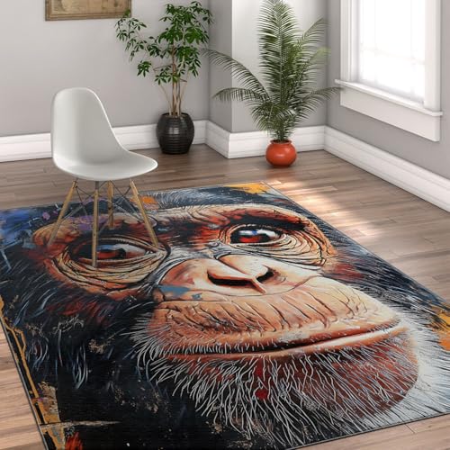 Tapis 200x300cm Gorilla Graffiti lavable en machine pour chambre d'enfant