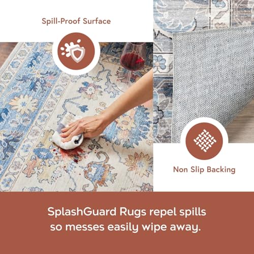 nuLOOM 8' x 10' Machine Washable Area Rug with Waterproof Spill Proof Surface, Non Slip Backing and Stain Resistant for Living Room, Bedroom, Kitchen, Dining Room, Philomena Green