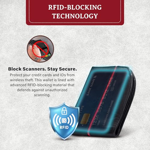 Image of ROGUE WALLET Tailored Genuine Leather Wallets - RFID Blocking, Durable & Stylish Front-Pocket Comfort - Holds 6-8 Credit Cards, ID Window, Extra Storage Pockets & More (Redline)