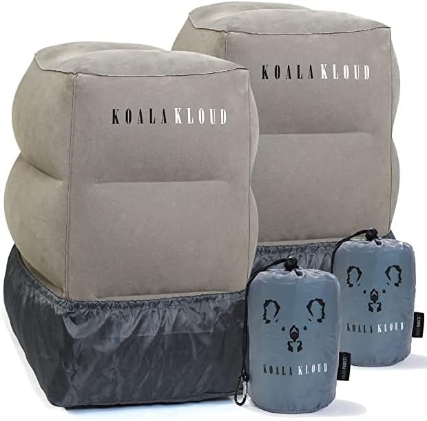 Koala Kloud - Reposapiés de viaje Paquete de 2 Almohada inflable para reposapiés, reposapiés de avión para vuelos, reposapiés de asiento de