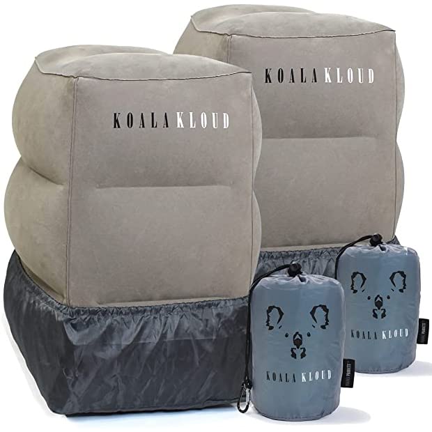 Koala Kloud Travel Foot Rest - 2-Pack | Inflatable Foot Rest Pillow, Airplane Footrest for Flights, Car Seat Foot Rest, Airplane Bed for Toddler