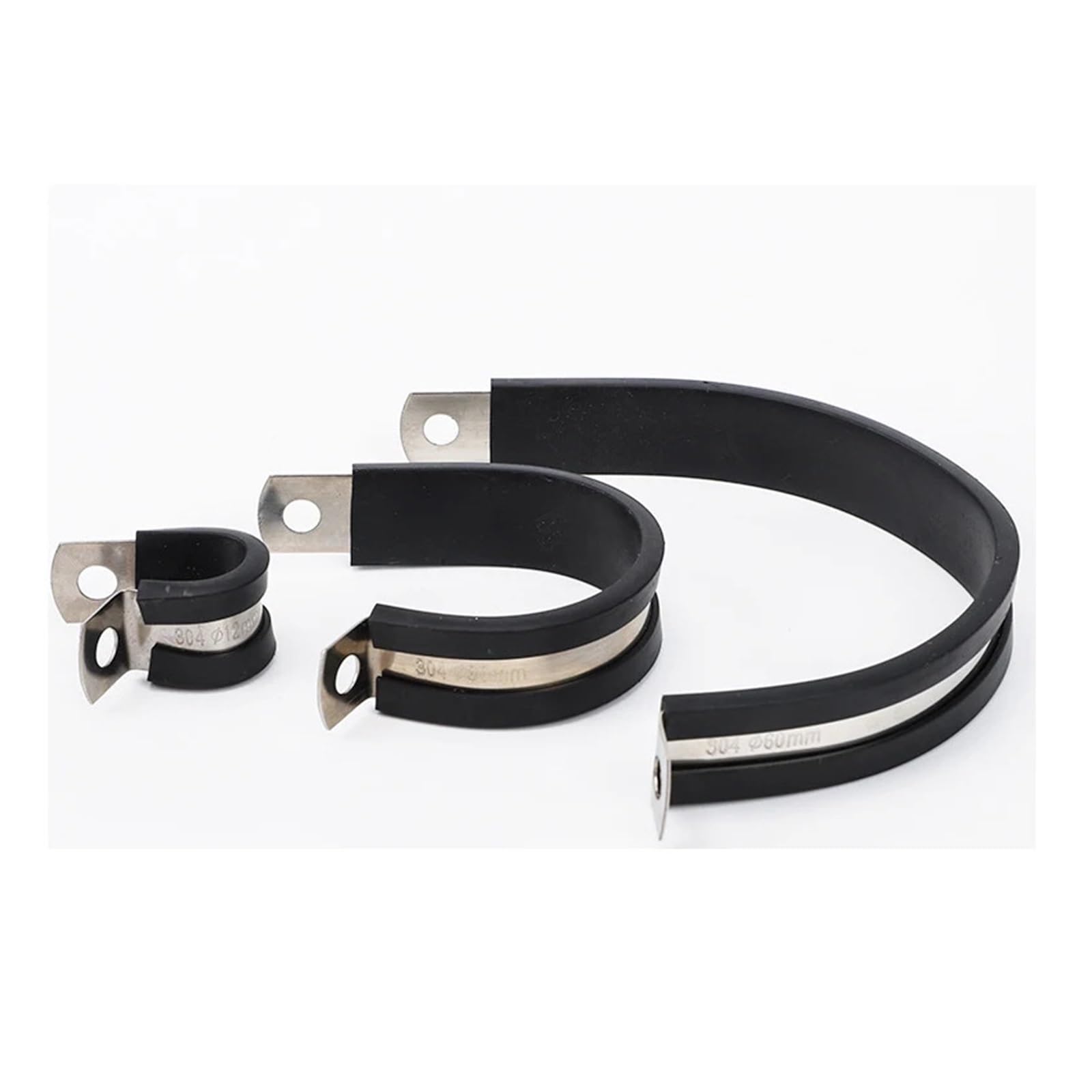 clip de manguera en forma de silla Abrazadera de tubo de acero inoxidable con revestimiento de caucho, paquete de 5, varios tamaños for cable de manguera(50mm)