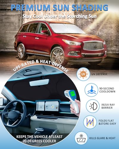 Image of Windshield Sun Shade Cover for Infiniti QX60 2014-2025 2026 Window Shade | Car Sunshades Sun Visor Shield Foldable Protector Windshield Cover Blocks UV Rays Car Accessories