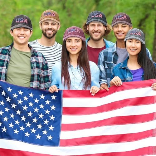 Image of Tarpop 6 Pcs American Flag Baseball Cap 250th Anniversary Tactical American Flag Hats Adjustable Washed Us Cap for Women Men