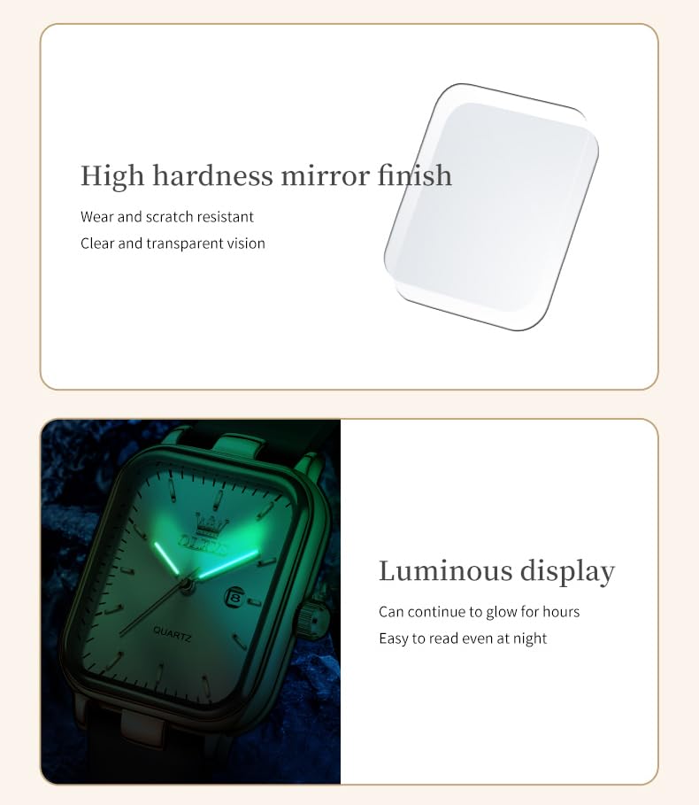 Image of OLEVS Watch for Women Quartz Square Dial Analog Wristwatch Silicone Waterproof Classic Elegant Design Ideal Daily Wear Gift