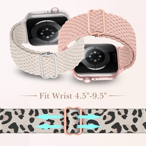 Image of Delidigi Stretchy Bands Compatible for Apple Watch Band Women 40mm 38mm 41mm 42mm 44mm 45mm 46mm 49mm, Nylon Braided Straps for iWatch Series 11 10 9 8 7 6 SE 5 4 3 Ultra 3 2 1