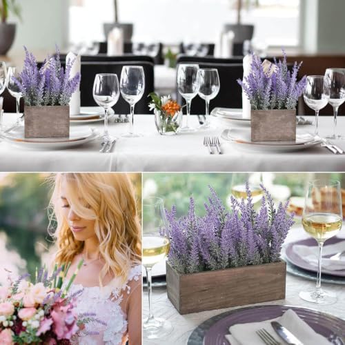 Image of CURATED CART Artificial Lavender Flowers Faux Plants for Vase Pot Home Decor Wedding Kitchen Garden Centerpieces Purple Lavender for Living Room Balcony Office Indoor Outdoor Decorations (Pack of 4)