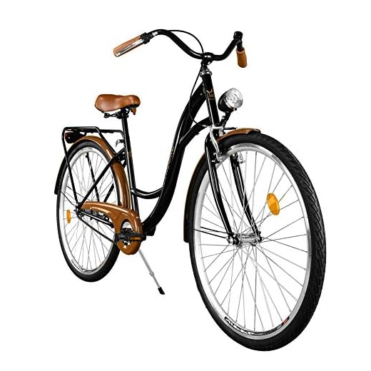 Milord Bikes Cómoda Bicicleta de Ciudad, Bicicleta, 1 Velocidades, Rueda de 28", Negro-Marrón