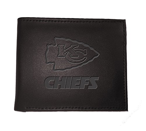 Team Sports America NFL Kansas City Chiefs Black Wallet | Bi-Fold | Officially Licensed Stamped Logo | Made of Leather | Money and Card Organizer | Gift Box Included